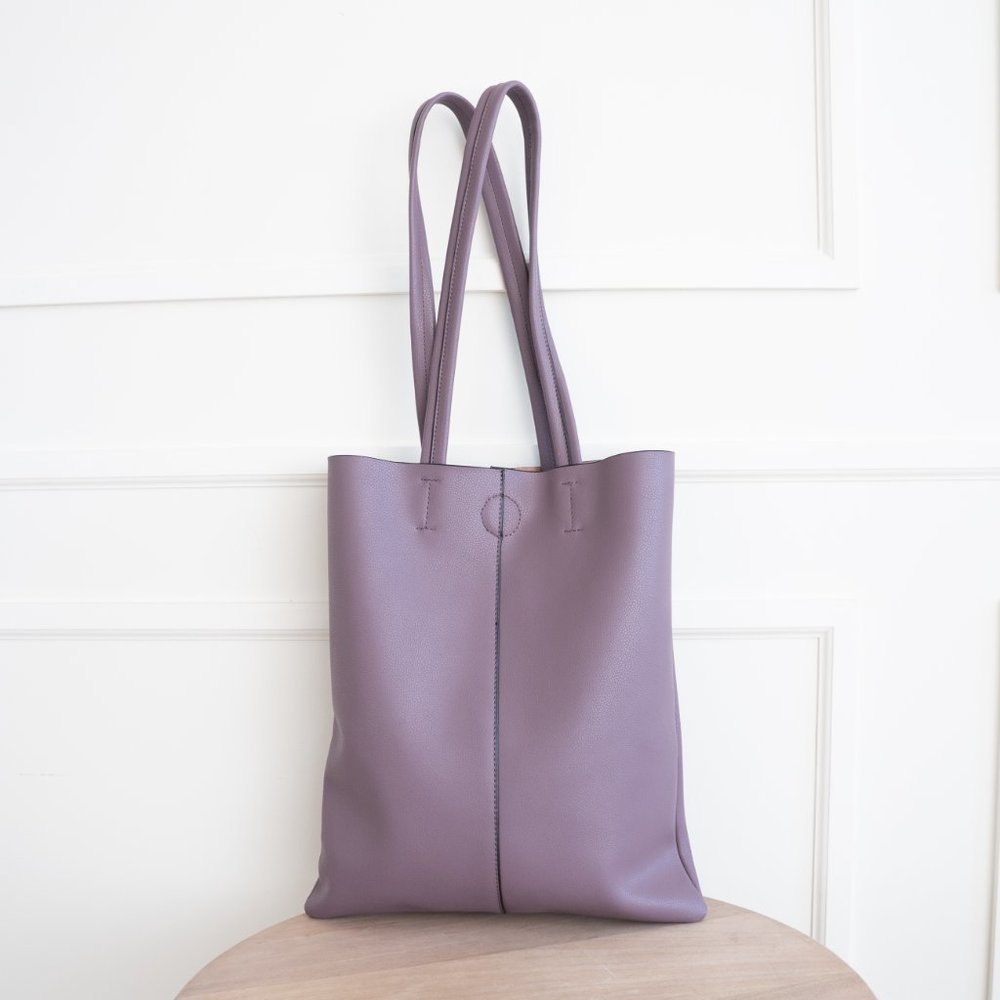 The Ava Genuine Leather Tote Bag Purple - Picture 5 of 11